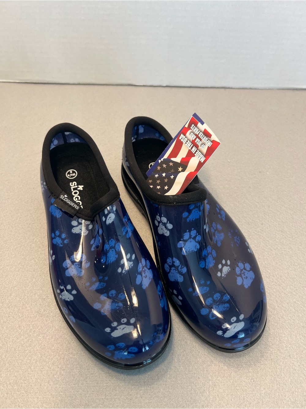 Sloggers Waterproof Paw Print Garden Shoe with Comfort Insole Blue Size 8